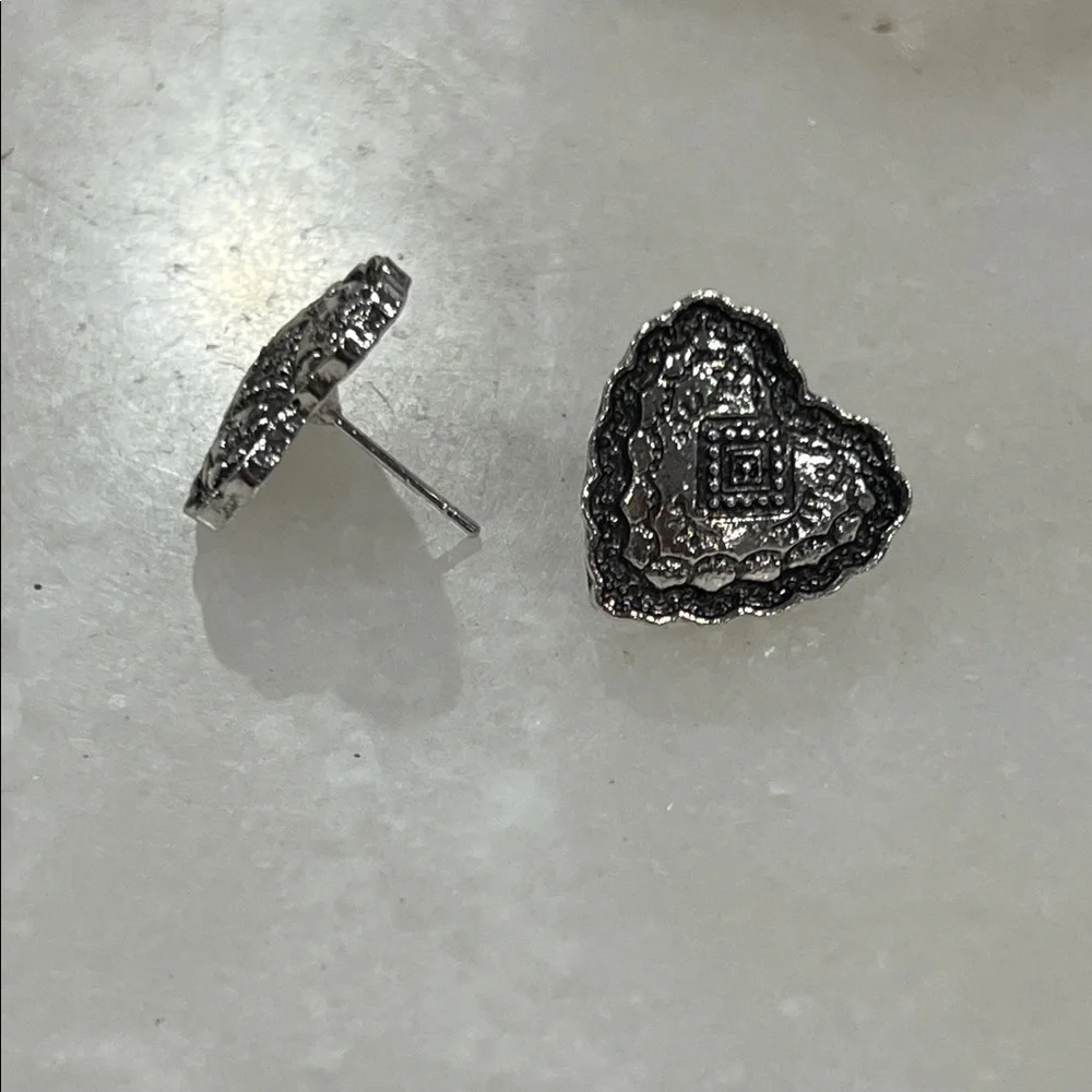 Elegant Silver Heart Post Back Earrings
